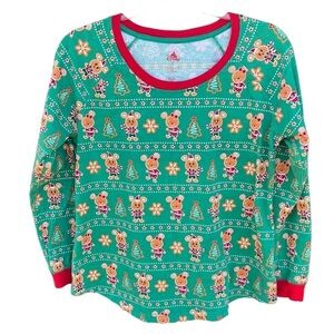 Disney Holiday Christmas Gingerbread Mickey Mouse Minnie Fair Isle Top Med GUC
